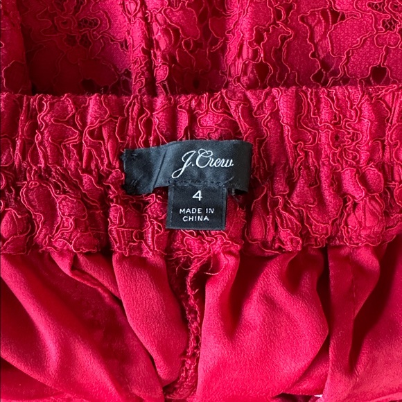 J Crew Easy pants cropped red lace elastic backed waist EUC size 4 - Picture 7 of 9